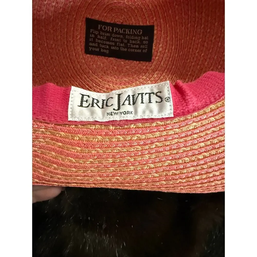 Eric Javits New York Multicolor Straw Squishee Sun Hat Packable - Picture 5 of 6